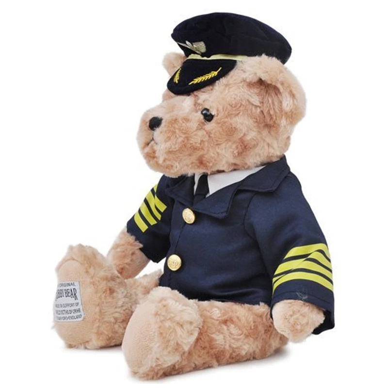 22cm Cute Pilot Teddy Bear Plush Toy Captain Bear Doll Birthday Gift Kids Baby Toy Stuffed Animal Toys for Children