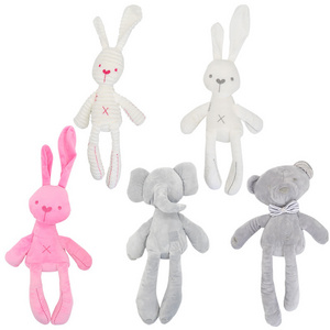 Hot sale Bear Rabbit Elephant Toys 0-12 Month Infant Sleeping Cute Bunny Bed Stroller Plush Doll Pram Kid Stuffed Animal Toy