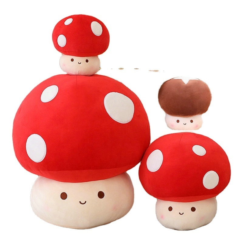 Factory Sle Custom 23-60cm Stuffed Red Big Umbrella Head Mushroom Sofa Decor Plant Plush Toy Creative Dried Shiitake Mushroom