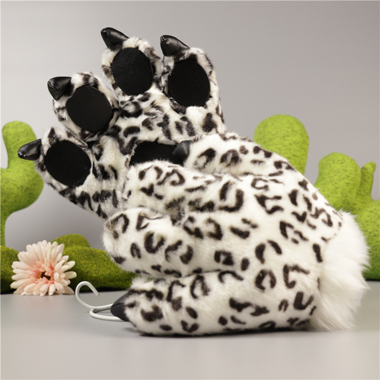 Wholesale Custom 25cm Leopard  Dino Giraffe Paw Soft Forest Animal Mittens Plush Toys Tiger Panda Plush Stuffed Animals