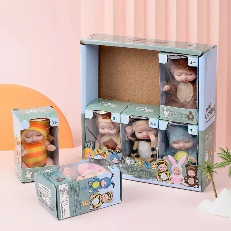 Factory Price 6Pcs One Set Of Cartoon Animal Sleep Simulation Rebirth Doll Girl Princess Reborn Doll Baby Kids Toy Gift Box