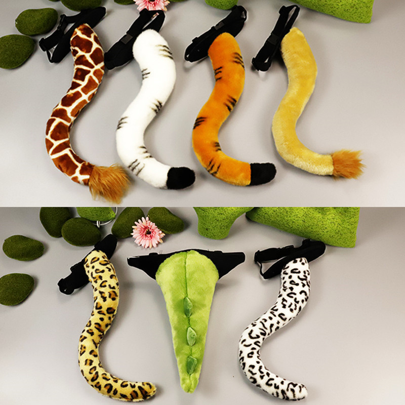 Wholesale Custom 30-40cm Popular Dino Tail Soft Jungle Forest Animal Leopard Tail Plush Toys Tiger Tail Plush Stuffed Animals