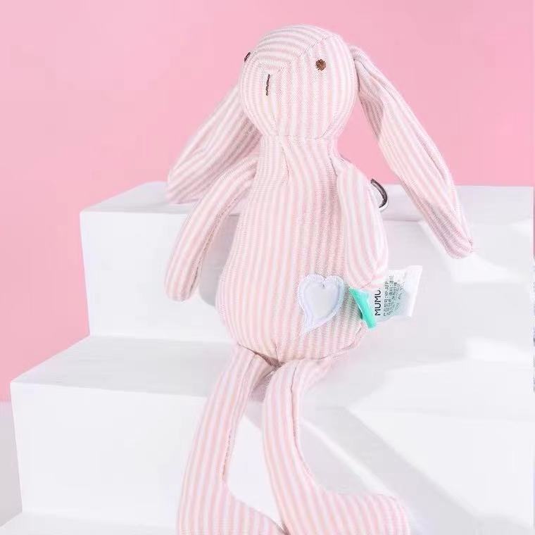 Wholesale Custom OEM 45cm Long Ear Stripe Rabbit Easter Bunny Stuffed Toy Baby Soothing Soft Cute Plush Stuffed Animal Doll