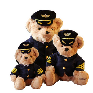 22cm Cute Pilot Teddy Bear Plush Toy Captain Bear Doll Birthday Gift Kids Baby Toy Stuffed Animal Toys for Children