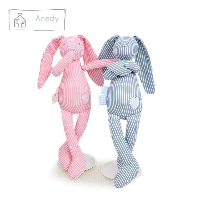 Wholesale Custom OEM 45cm Long Ear Stripe Rabbit Easter Bunny Stuffed Toy Baby Soothing Soft Cute Plush Stuffed Animal Doll