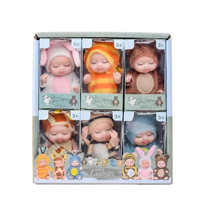 Factory Price 6Pcs One Set Of Cartoon Animal Sleep Simulation Rebirth Doll Girl Princess Reborn Doll Baby Kids Toy Gift Box