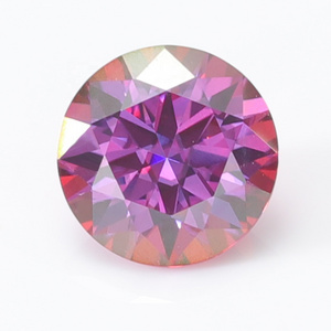 Dark Pink Color 6.5mm Round Shape Machine Cutting Synthetic Loose Moissanite 0.5carat 1carat 3ct Colorful Diamond Gemstone