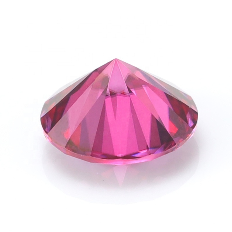 Dark Pink Color 6.5mm Round Shape Machine Cutting Synthetic Loose Moissanite 0.5carat 1carat 3ct Colorful Diamond Gemstone