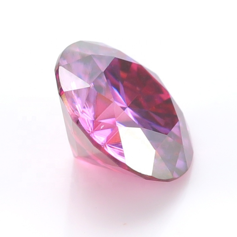 Dark Pink Color 6.5mm Round Shape Machine Cutting Synthetic Loose Moissanite 0.5carat 1carat 3ct Colorful Diamond Gemstone