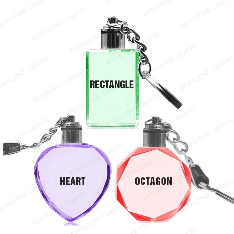 Factory Wholesale Led Light K9 Blank Crystal Glass Keychain For Laser Engraving