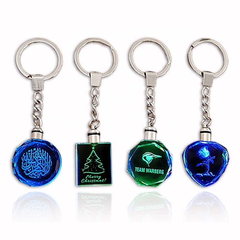 Factory Wholesale Led Light K9 Blank Crystal Glass Keychain For Laser Engraving