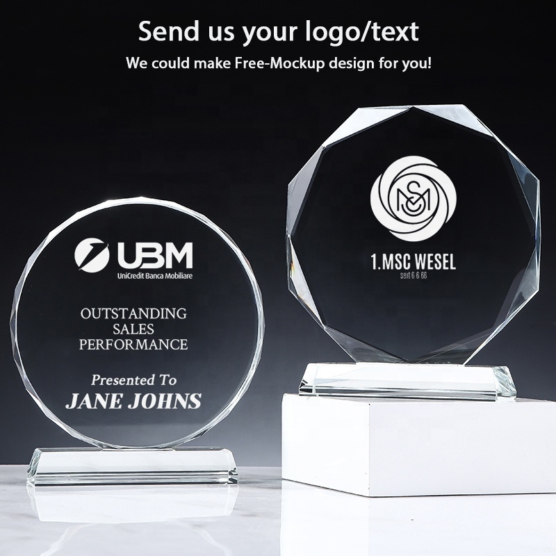 Wholesale Personalized Crystal Trophy Custom Made Crystal Plaques Trophies Awards Blank For Souvenir Gifts