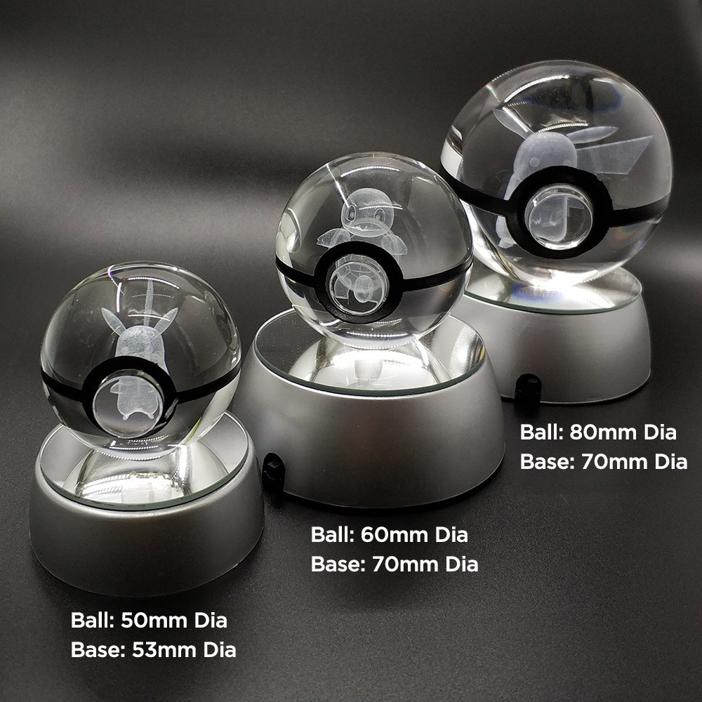 50mm 60mm 80mm Hot Selling 3d Laser Crystal Ball Poke ball Action Figures Wholesales