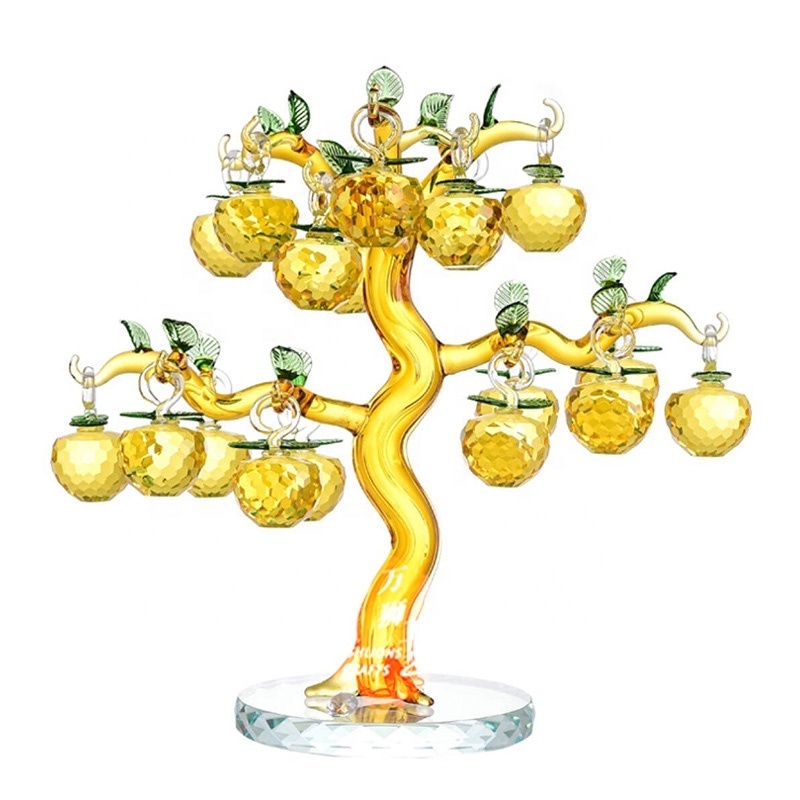 Hotsale Artificial Apple Tree Colorful Crystal Glass Apple Tree Ornamental Apple Tree With Gift Box For Home Decoration CHD-02B