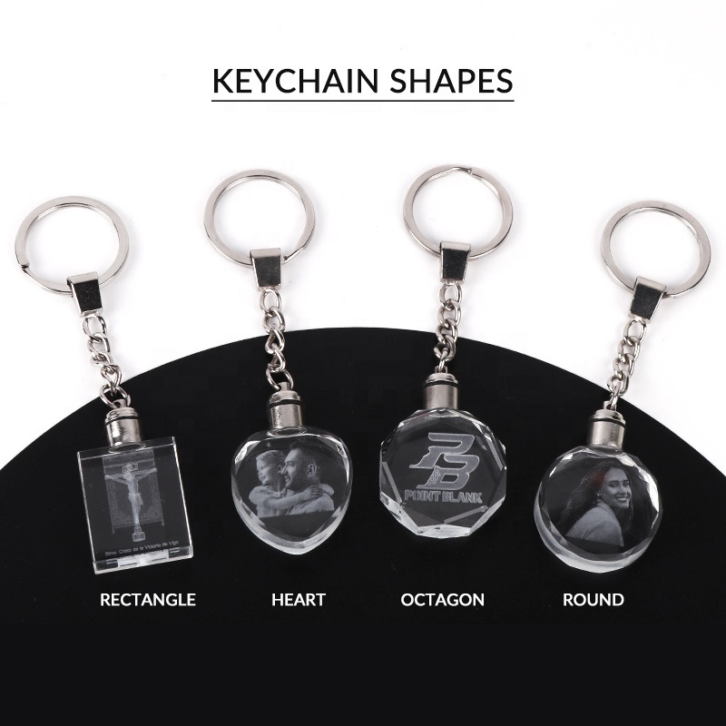 Factory Wholesale Led Light K9 Blank Crystal Glass Keychain For Laser Engraving