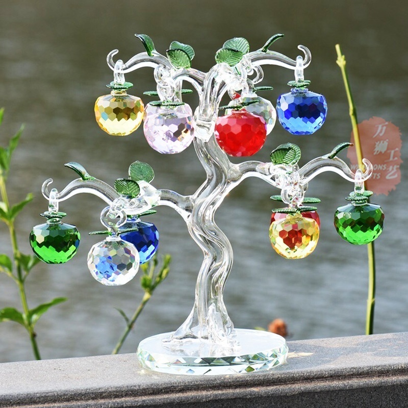 Hotsale Artificial Apple Tree Colorful Crystal Glass Apple Tree Ornamental Apple Tree With Gift Box For Home Decoration CHD-02B