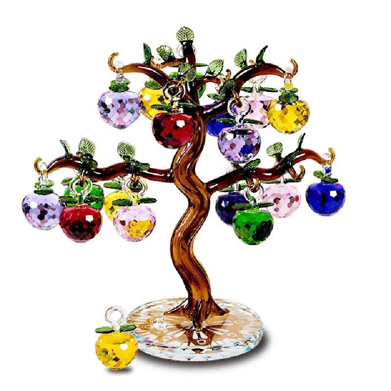 Hotsale Artificial Apple Tree Colorful Crystal Glass Apple Tree Ornamental Apple Tree With Gift Box For Home Decoration CHD-02B