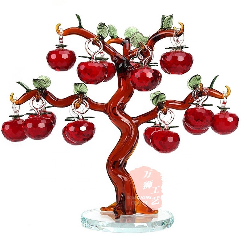 Hotsale Artificial Apple Tree Colorful Crystal Glass Apple Tree Ornamental Apple Tree With Gift Box For Home Decoration CHD-02B