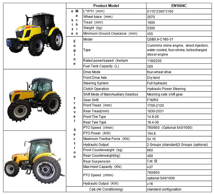 Chinese Good Brand New Tractors For Agriculture Yto 160Hp Lovol Tractor 804 4Wd Tractor 4X4 90Hp Manufacturers In China