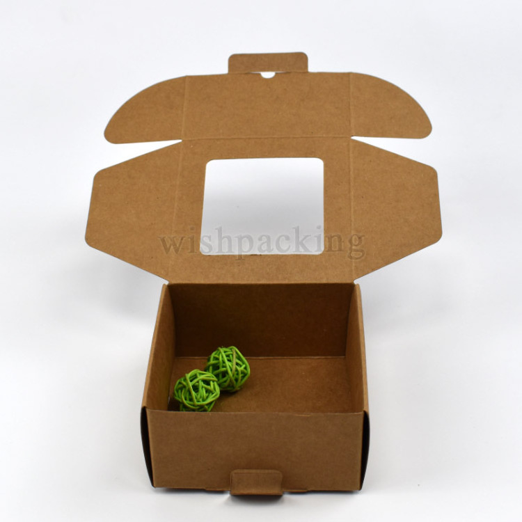 Disposable Cake Box Kraft Paper Window Treat Brown Small Bakery Food Boxes for Cookies, Pastry, Cupcakes, Pie, Donuts