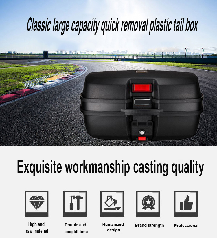 Plastic 45L PP Motorcycle Top Box Motorcycle Accessories Scooter Cargo Box For Delivery Waterproof Motorcycle Tail Boxes