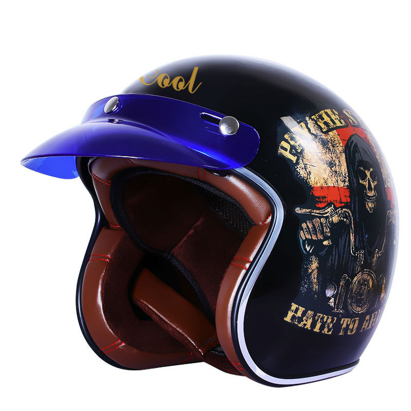 New Fashion Retro Adult 3/4 Half Face Motorcycle Helmet Classic Casco For Harley Electric Motorcycle Vintage Helmets Motorcycle