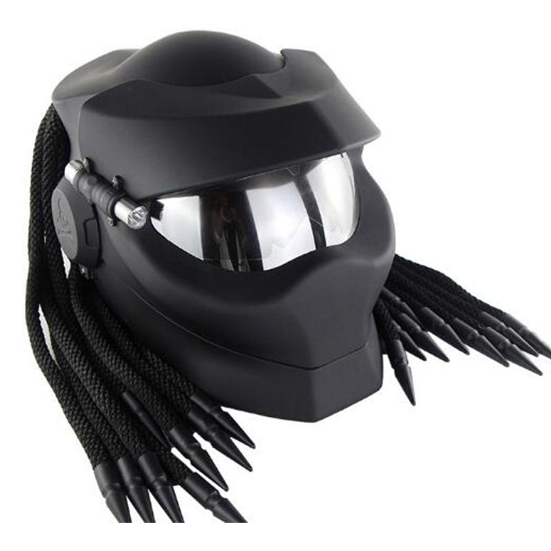 Motor Cycle Helmet Dreadlocks Personality Shaped Predator With Braid Retro Motorcycle Helmet Full Face Helmet