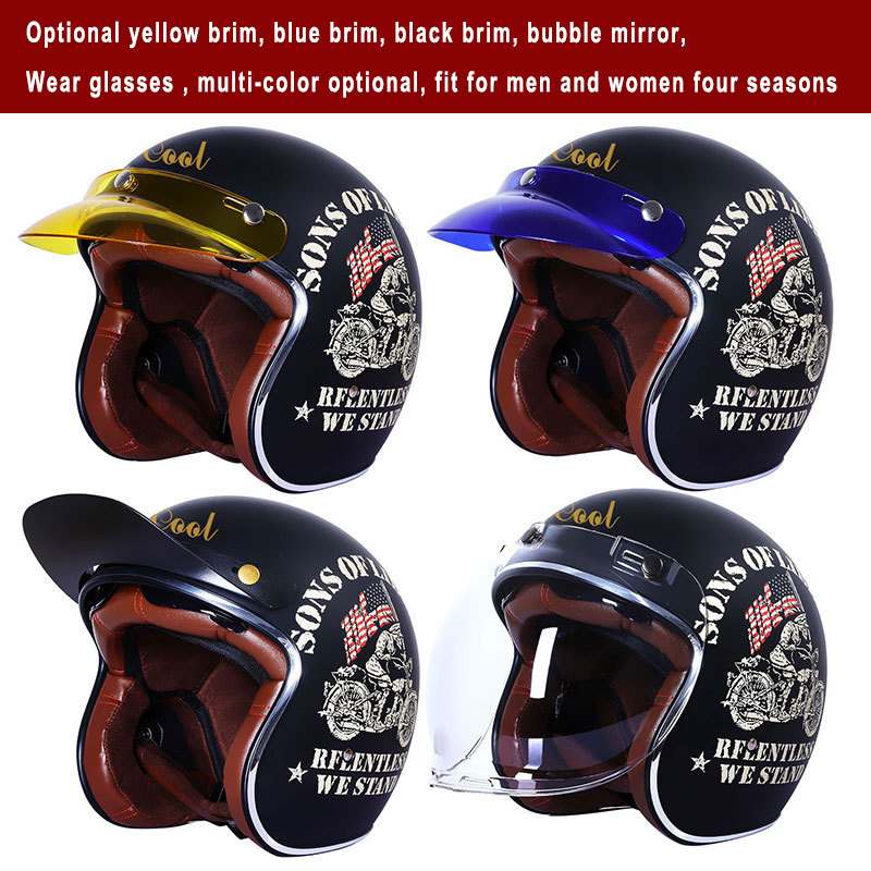 New Fashion Retro Adult 3/4 Half Face Motorcycle Helmet Classic Casco For Harley Electric Motorcycle Vintage Helmets Motorcycle