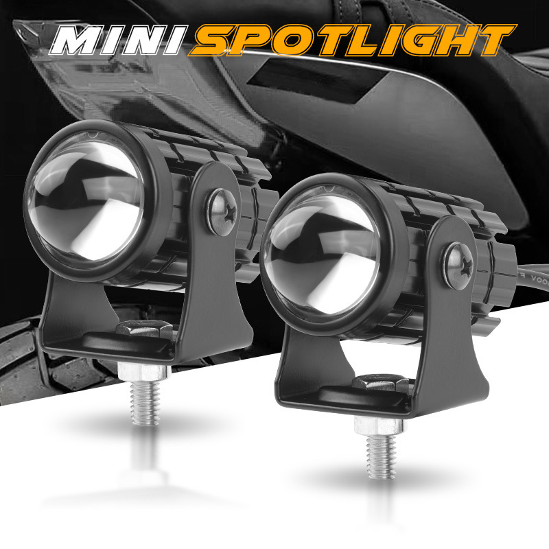 Dual Color Led mini steel cannon motorcycle spotlight Driving Light Motorcycle Lighting System Single Mounted Motorcycle Light