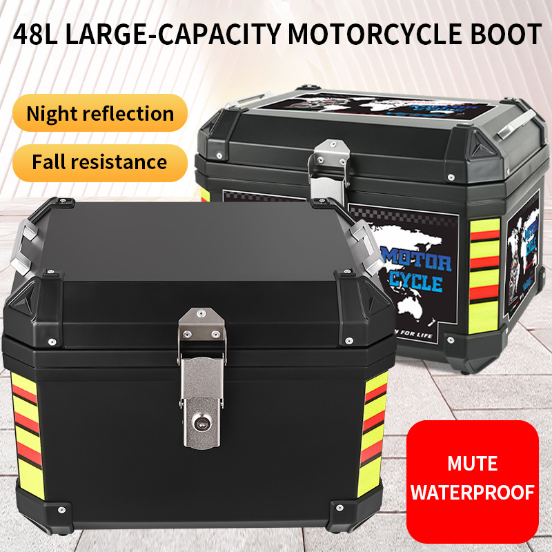 Factory wholesale ABS high quality motorcycle tail box fall waterproof safety 48L motorcycle top box