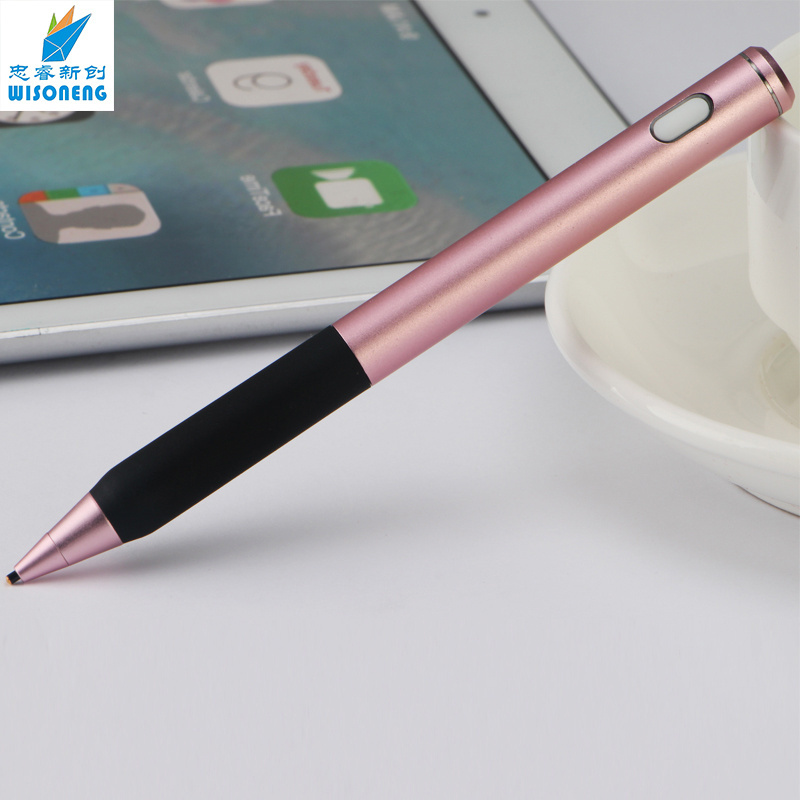 Personalized and slim metal stylus pen custom logo black phone pens with light indicator