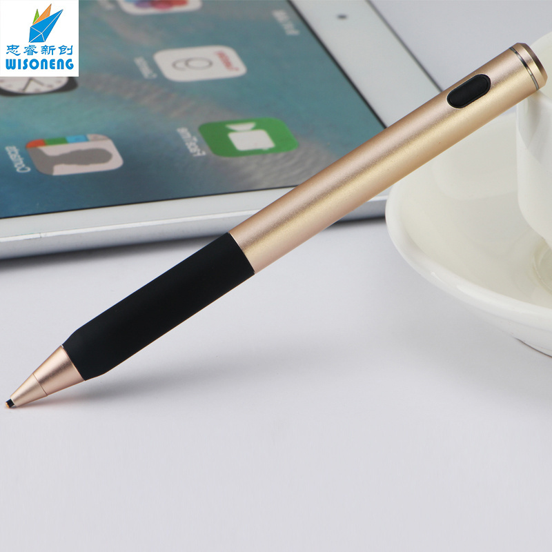 Personalized and slim metal stylus pen custom logo black phone pens with light indicator