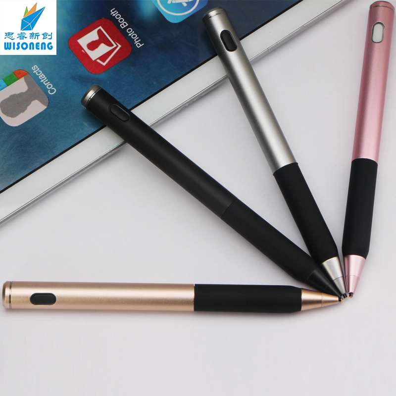 Personalized and slim metal stylus pen custom logo black phone pens with light indicator