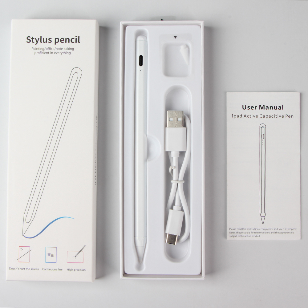 Wholesale Multi-functional Stylus Pencil with LED Light Fine Point Soft Touch Stylus Pen Tablet Carton Packing White 10 Hours