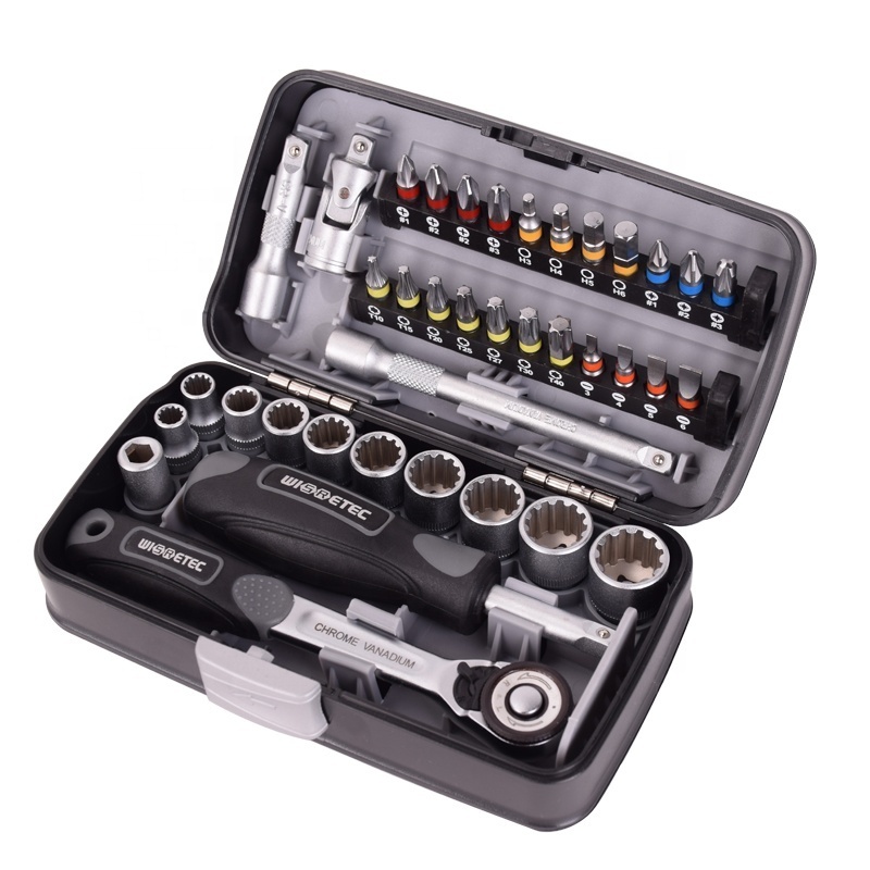 High quality 38PCS Mini mechanical ratchet wrench set hex trox slot bit bike Repair handle tools S2 material