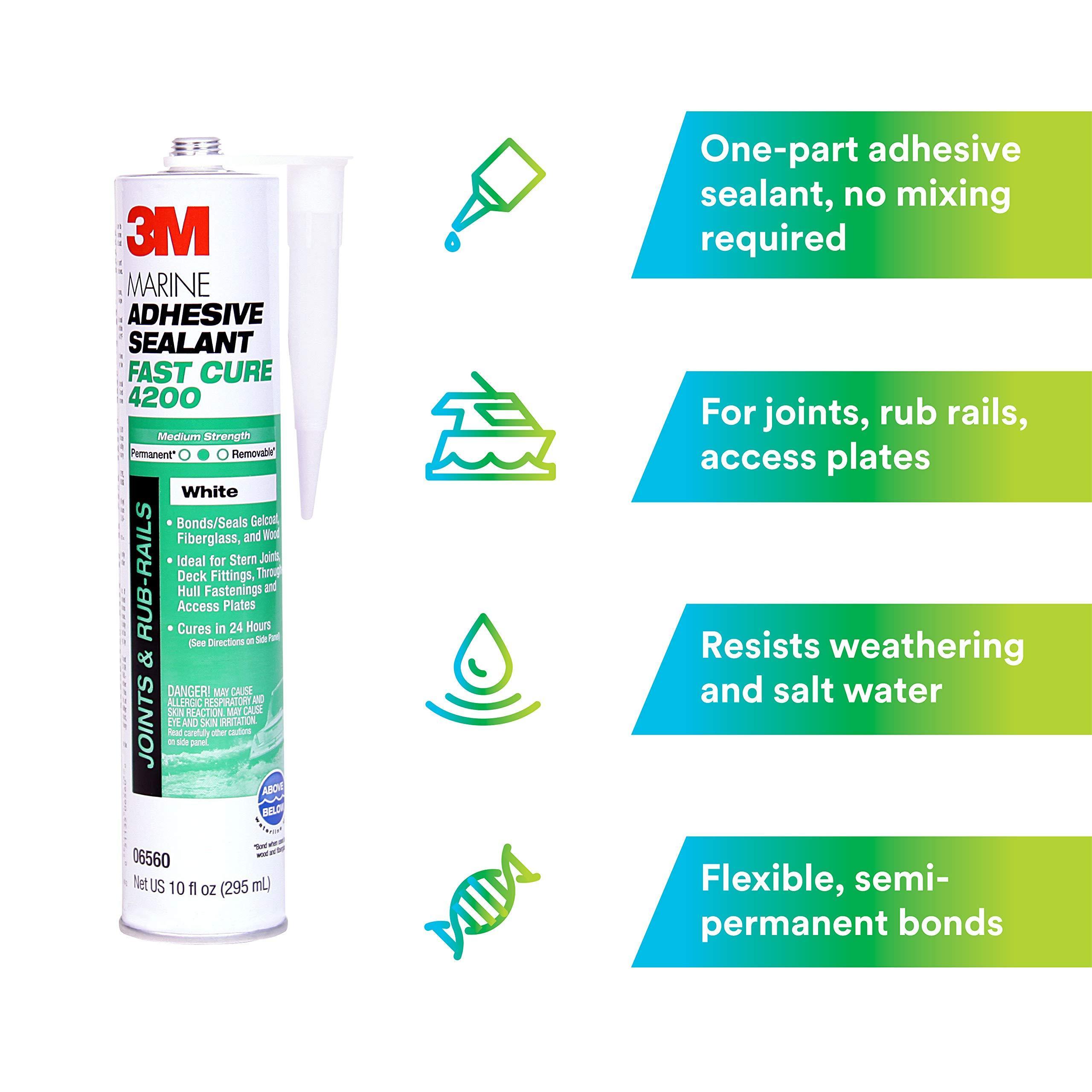 3m Marine Adhesive Sealant Fast Curing 4200 (06560)-Semi-Permanent Flexible Adhesive Sealant Suitable For Ships And Motorhomes