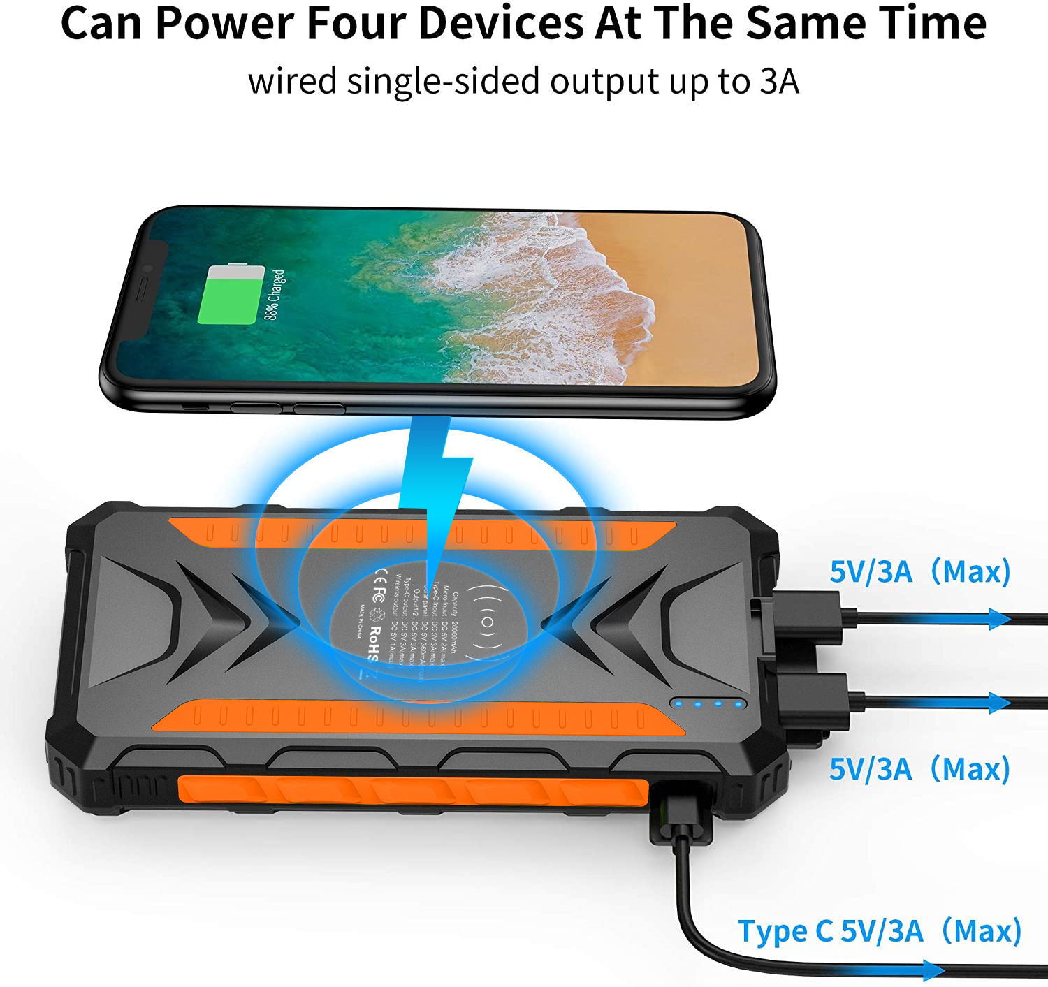 power bank anker 20000mah magnetic wireless charger alarm clock fast charging universal laptop solar power bank waterproof