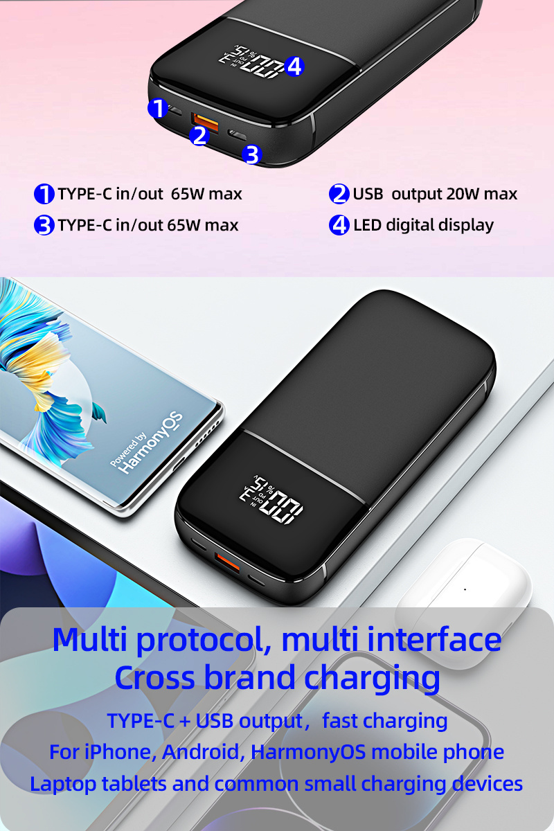 power bank 40000mah fast charging built in cable solar car batteries charger board cn3065 table menu power bank with steel lock