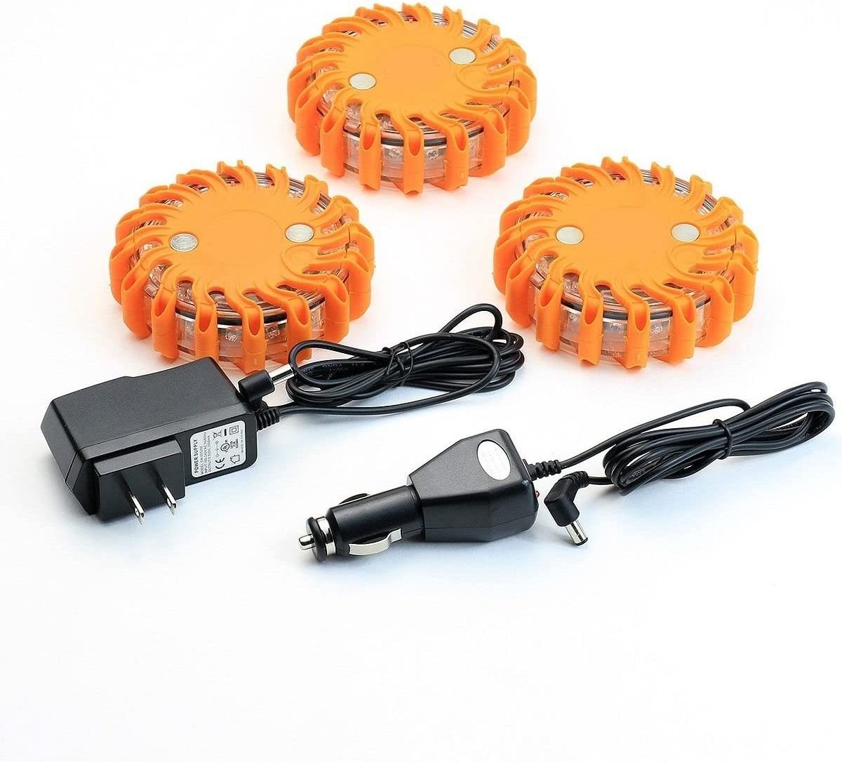 6-pack Kit Rechargeable Car Emergency Strobe Traffic LED Road Flares Warning Light with Magnetic Base