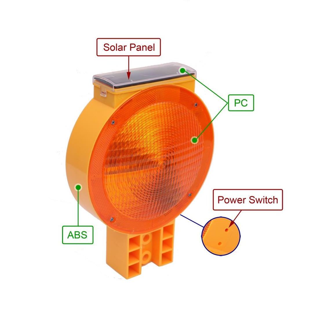 solar powered road construction traffic blinking barricade warning lights obstacle safety flashing light