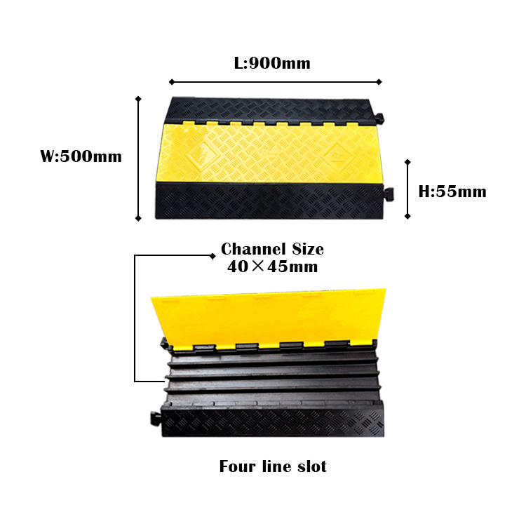 Heavy-Duty Truck and Car Reducer Channel Rubber Speed Bumps Cable Protector for Road Application