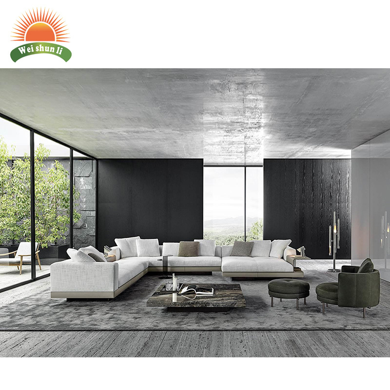 New Italian Luxury Style Modern Sectional Sofa Light Luxury Simple Design Sofa Set Living Room Furniture