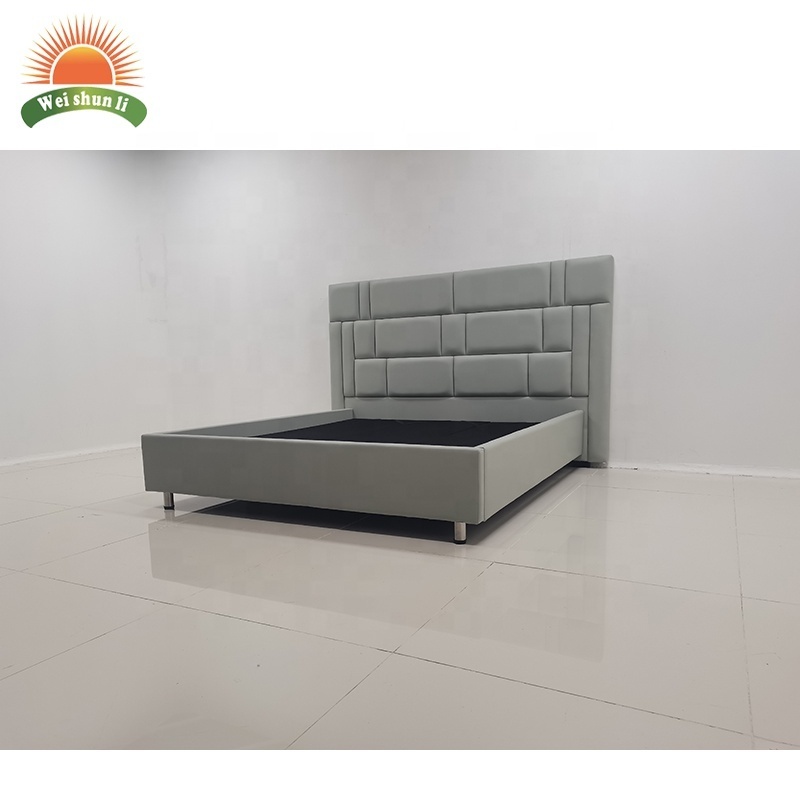 Weishunli Furniture grey Modern Bedroom Bed Sets Wrinkle Fold King Size Italian Designs Queen Fabric Bed Frame