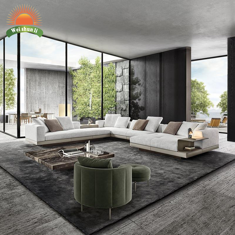 New Italian Luxury Style Modern Sectional Sofa Light Luxury Simple Design Sofa Set Living Room Furniture