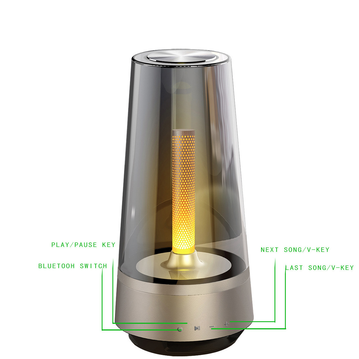 New Product Brightness Adjustable Creative Gift Professional Audio Living Flame Candle Portable Light Wireless Speaker