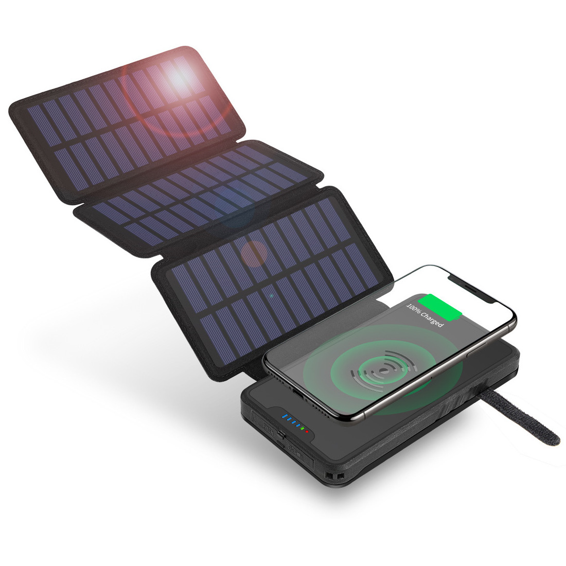 Factory Directly Big Capacity Solar Power Bank 20000mAh with Foldable Solar Panels High Capacity Polymer Battery Dual   USB