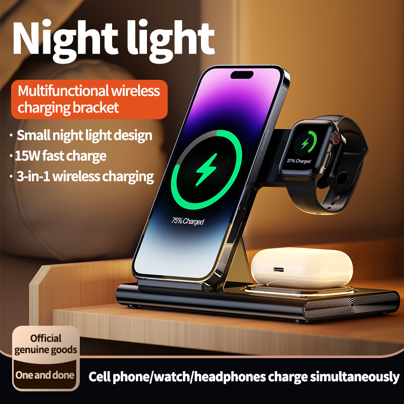 Quick Led Portable 3 In One Magnetic Battery Pack  Dual Phone 4In1 2-In-1 Foldable Transparent Wireless Charger With Ce Fc Rohs