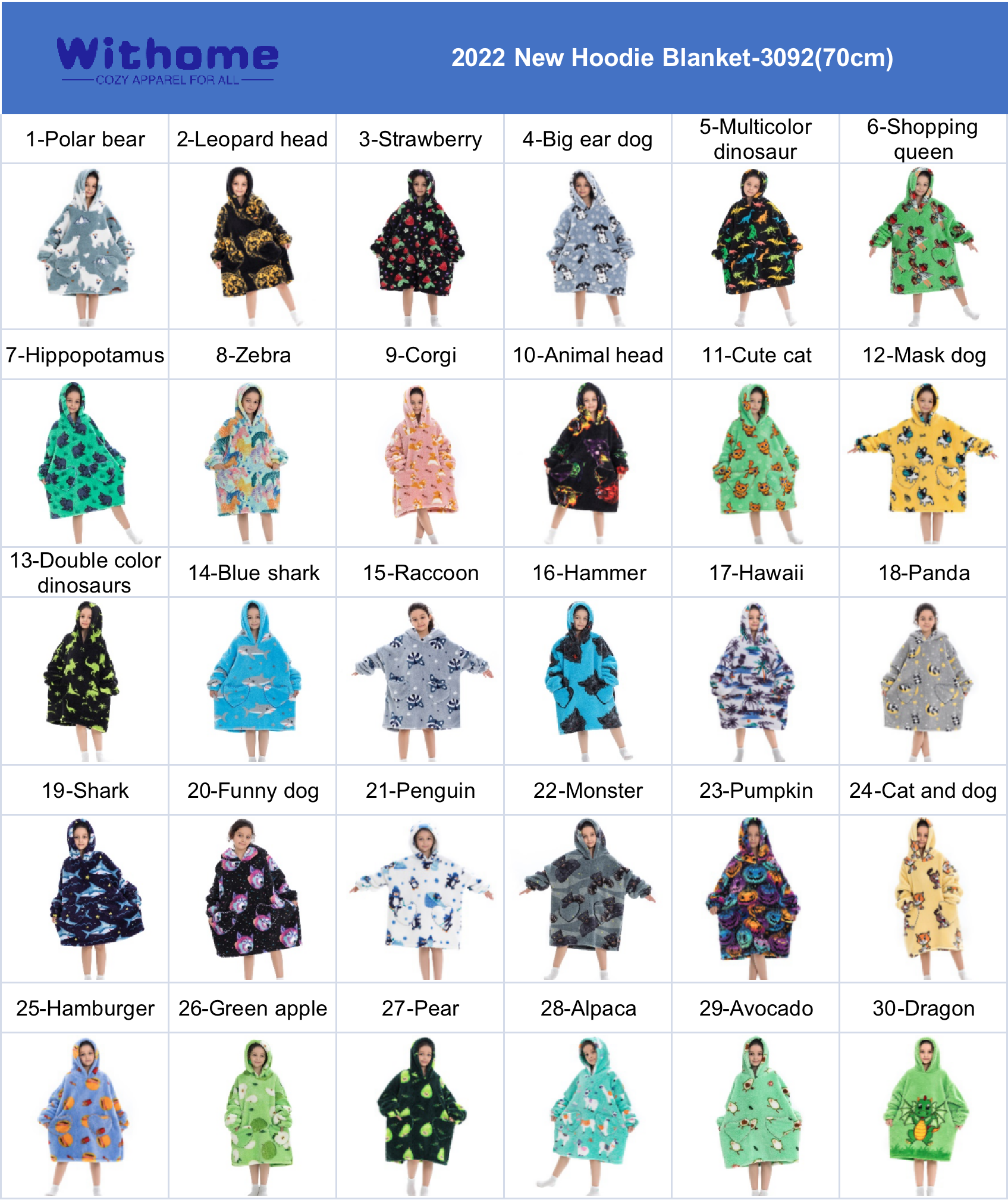 2023 New RTS Winter Warm Kids Adult Printed TV Flannel Blanket Hoodie Onesie Cute Children's Wearable Blanket Hoodie Blanket