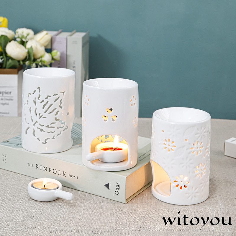 Modern Design Fragrance wax melt warmer Hollow Tealight candle Holder Ceramic Oil burner