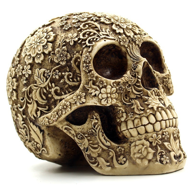 Witt Creative Gold Floral Skull Halloween scene bar atmosphere resin white skull ornament